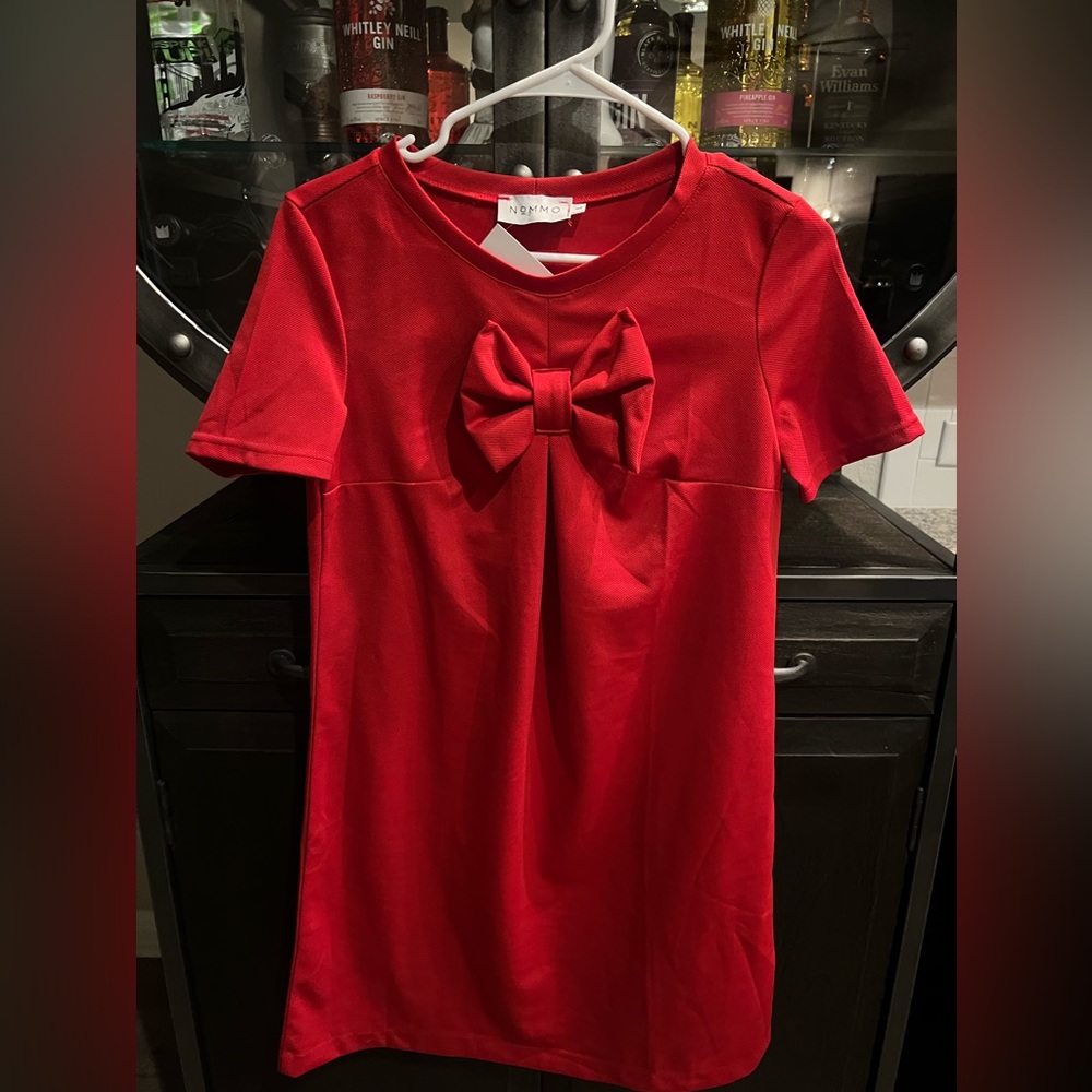 nommo red bow a line dress. NWT. large.